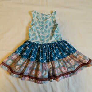 Matilda Jane Platinum Roundabout Tank Dress Feathers Floral size 4